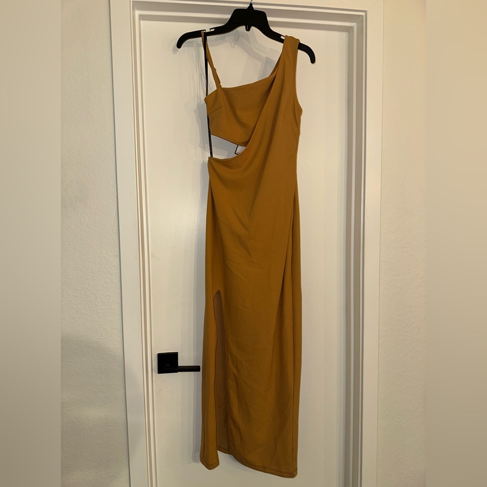 RACHEL Rachel Roy One Shoulder Mustard Dress